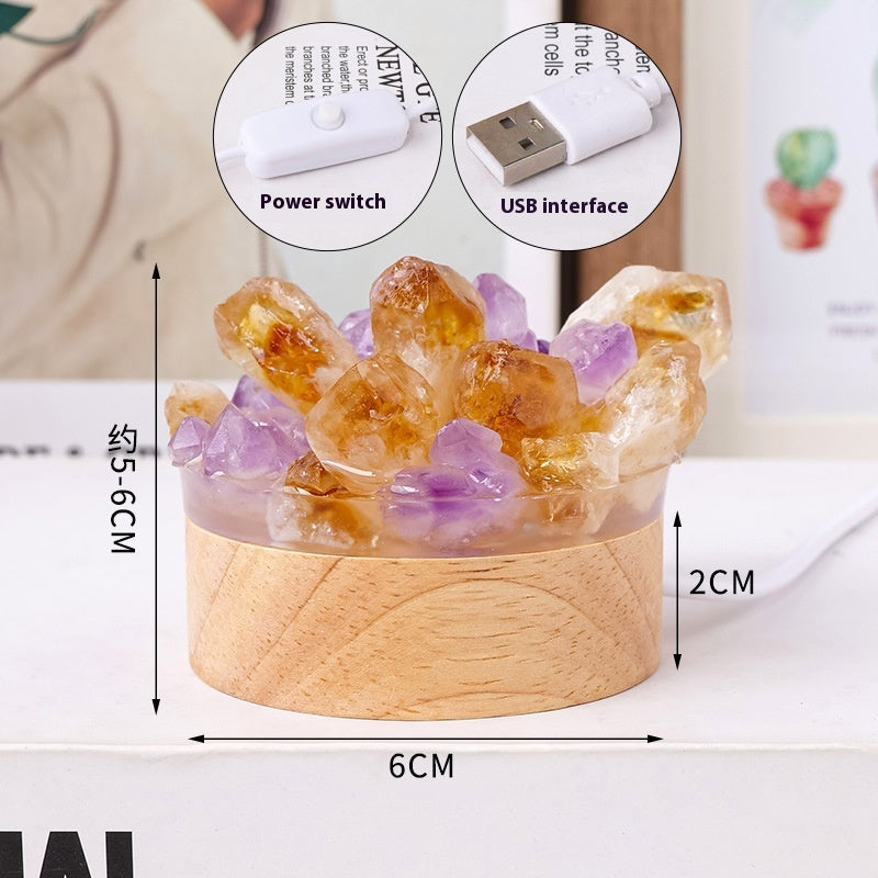Natural Amethyst Crystal Night Light USB Geode Lamp - view 7