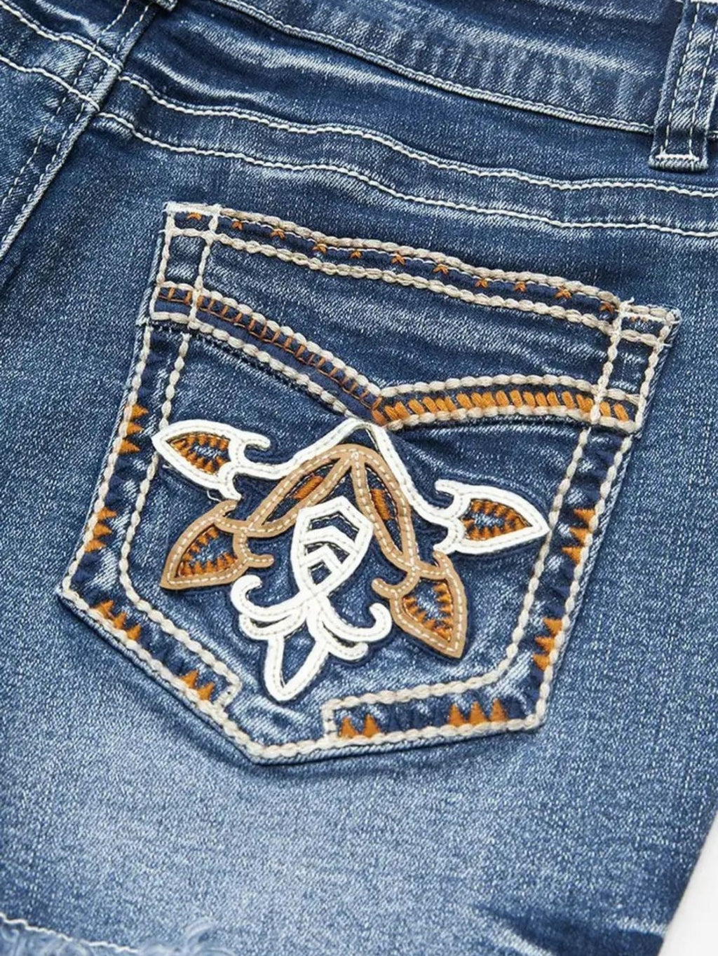 Women's embroidered high-waist denim shorts - view 6