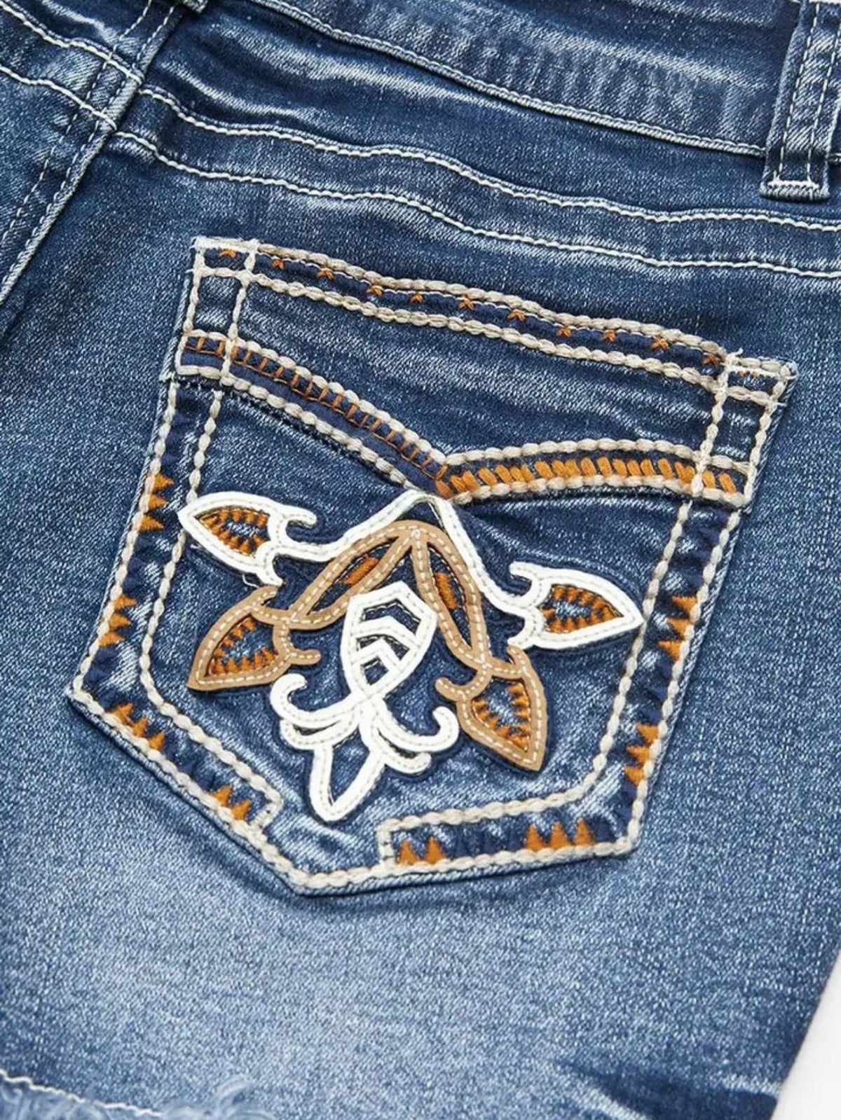 Women's embroidered high-waist denim shorts - view 6