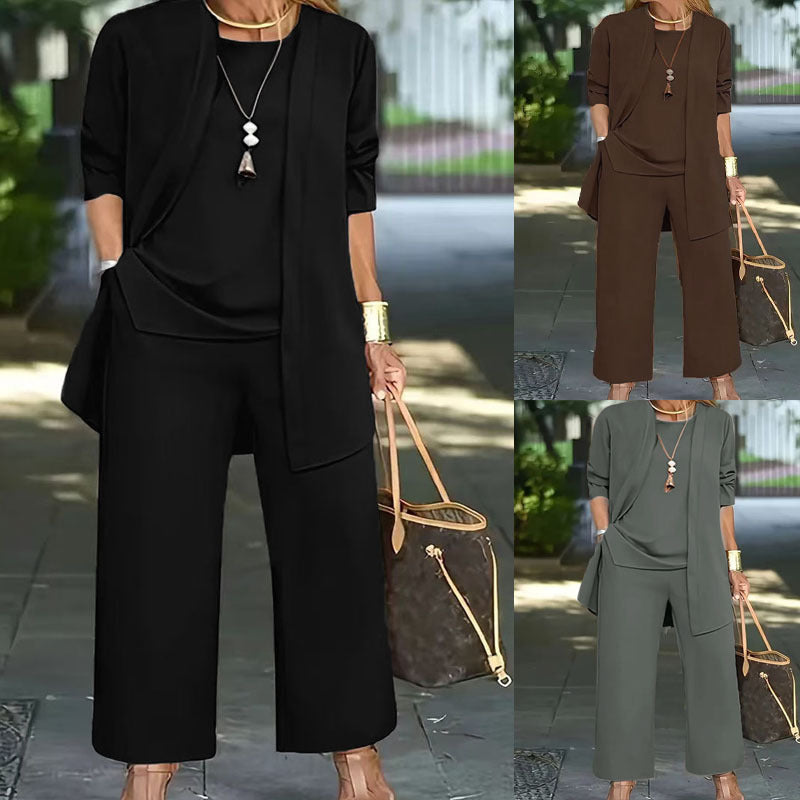 Women's 3-Piece Casual Set: Cardigan, Tank Top & Wide-Leg Pants - product image 4