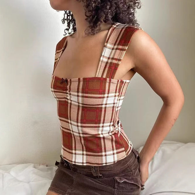 Women's Striped & Plaid Zip Tank Top - product image 2