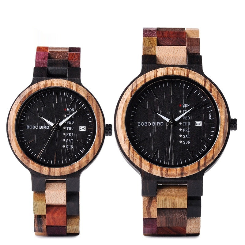 Couples Wooden Quartz Watch with Date Display - product image 4