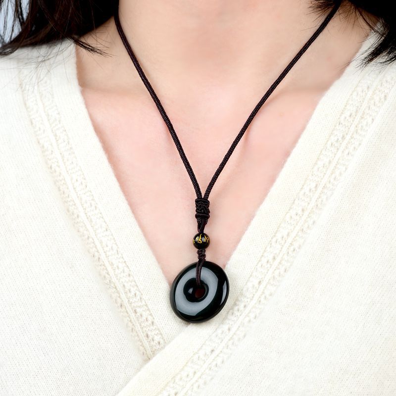 Obsidian U-Shaped Pendant Necklace - product image 1