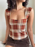 Women's Striped & Plaid Zip Tank Top - product image 4
