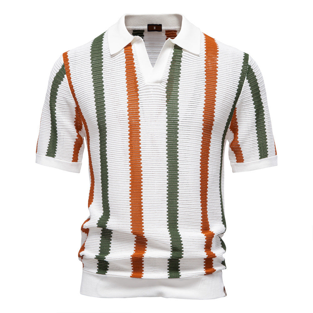 Men's Striped Knit Polo Shirt - product image 7