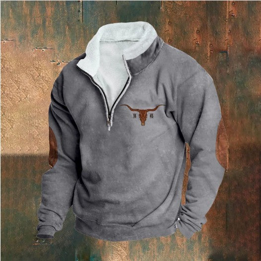 Men's Retro Patchwork Long-Sleeve Sweater - image 5