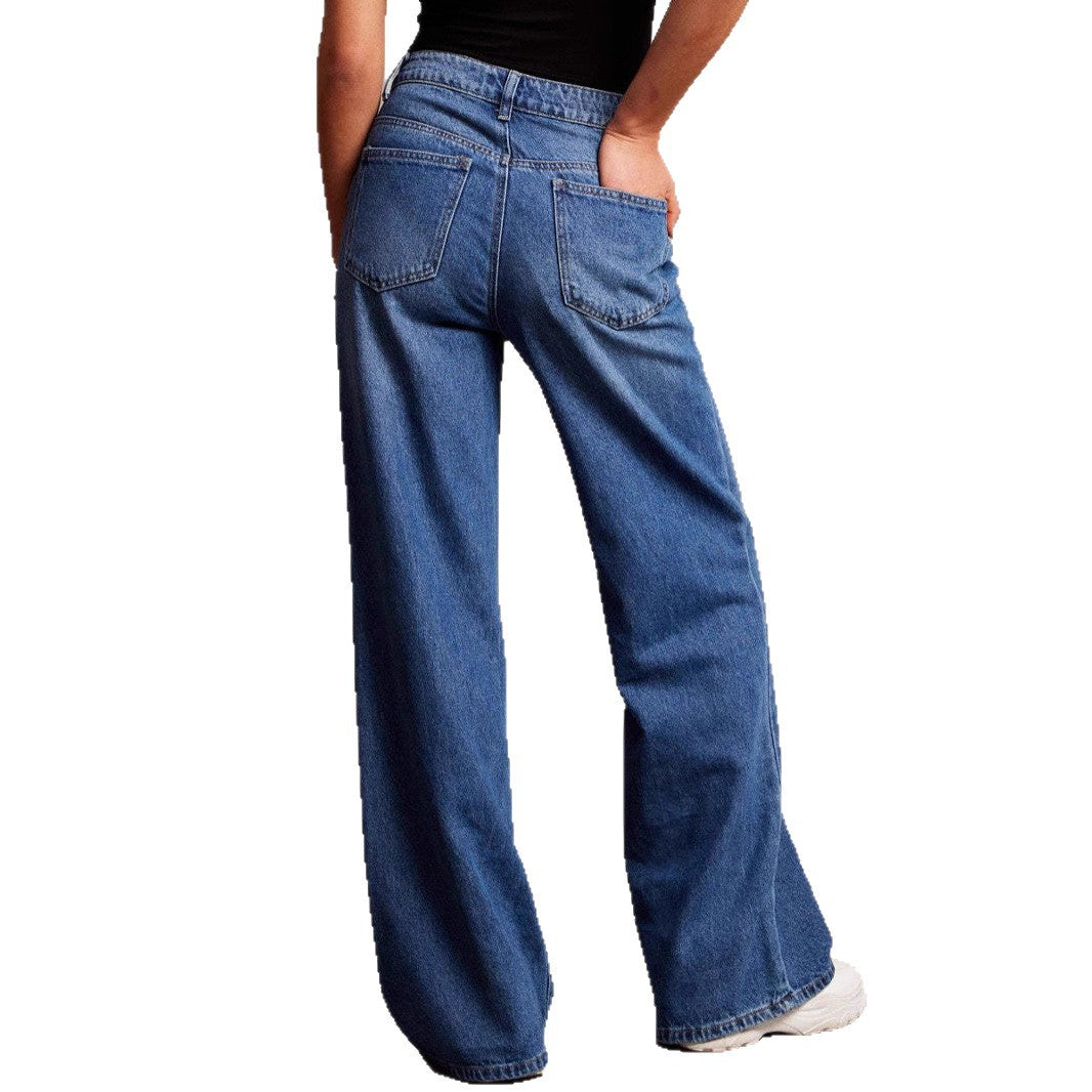 Women's Retro Washed Wide-Leg Jeans – High-Waist Loose Fit - product image 2