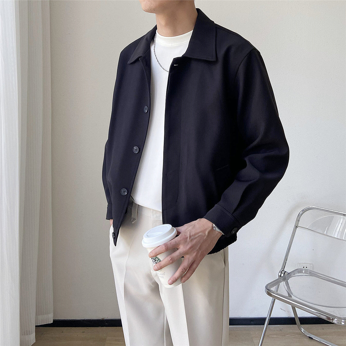 Men's Korean-Style Loose Cropped Jacket - product image 5