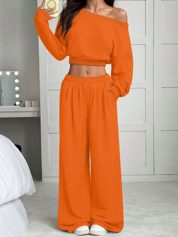 Women's One-Shoulder 2-Piece Sweatshirt and Trousers Set - product image 20