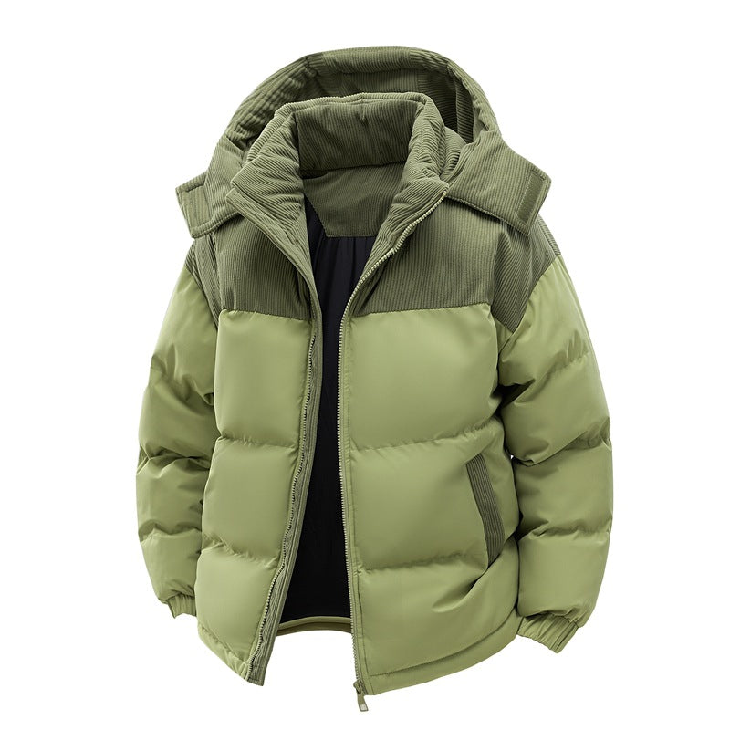 Unisex Color-Block Padded Coat with Detachable Hood - image 6