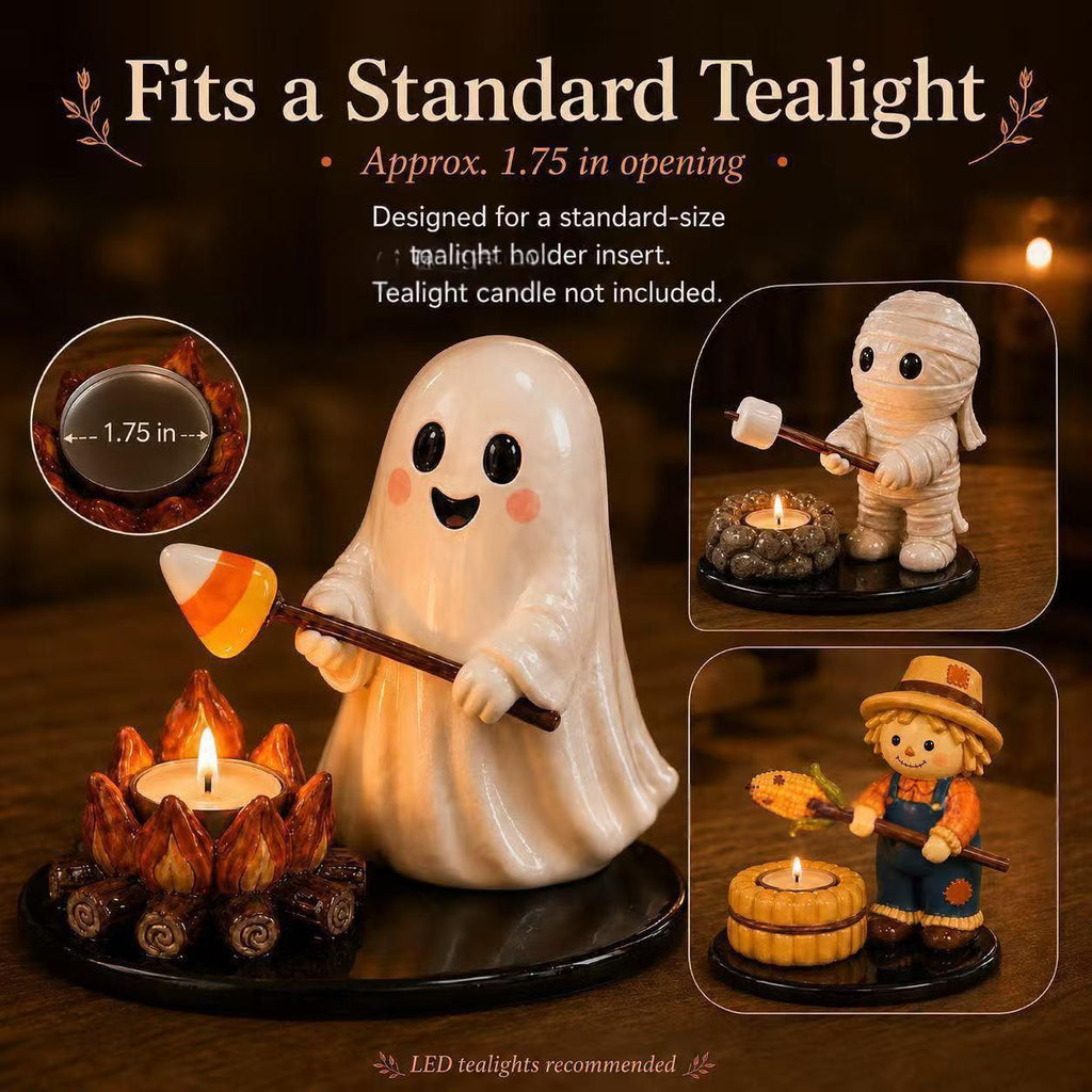 Halloween Campfire Tealight Holder – Resin Candle Holder Figurine - product image 1