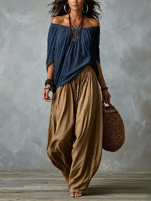 Women's Off-Shoulder Two-Piece Set – Long Sleeve Top & Flare Pants - product image 2