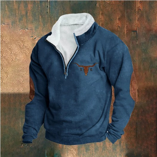 Men's Retro Patchwork Long-Sleeve Sweater - image 3