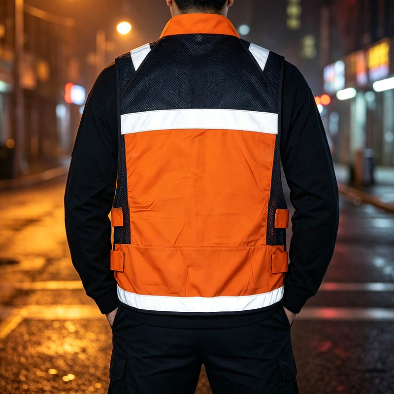 Men's Orange Reflective Workwear Vest - view 5