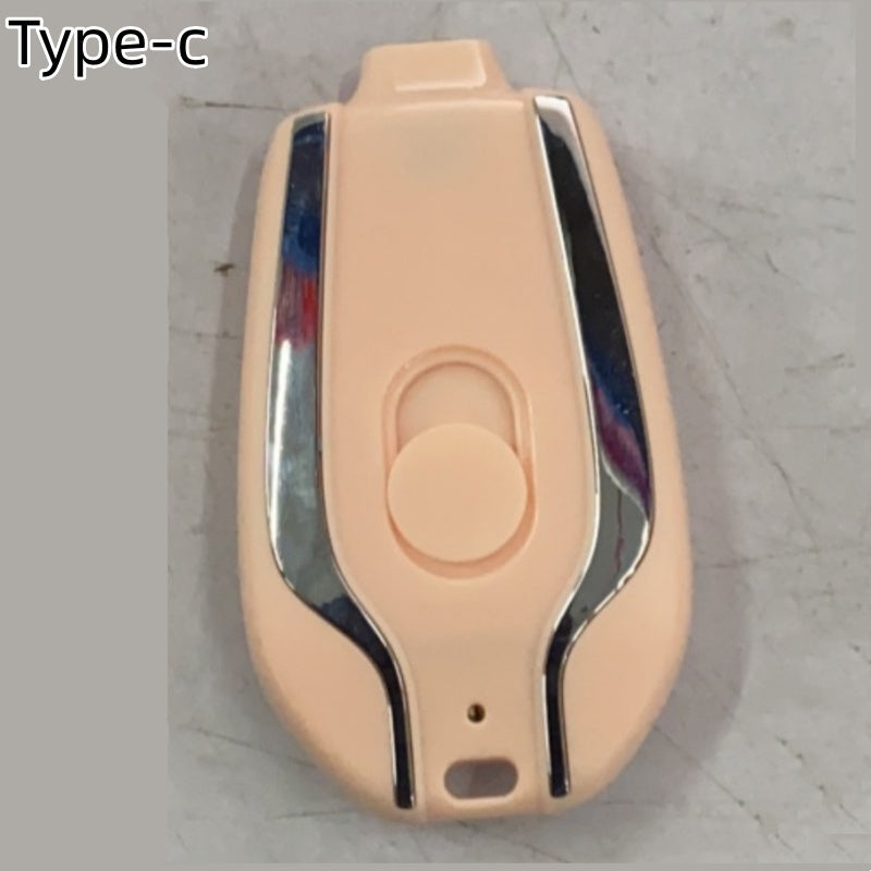 Pink miniature power bank labeled Type-C