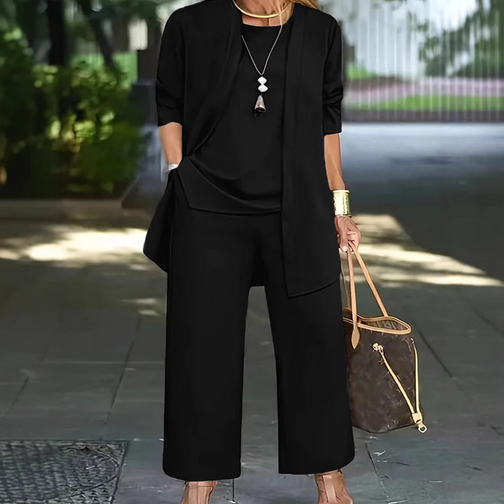 Women's 3-Piece Casual Set: Cardigan, Tank Top & Wide-Leg Pants - product image 1