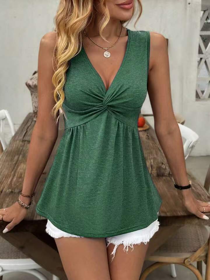 Twisted V-Neck Waist-Cinching Sleeveless Top - product image 7