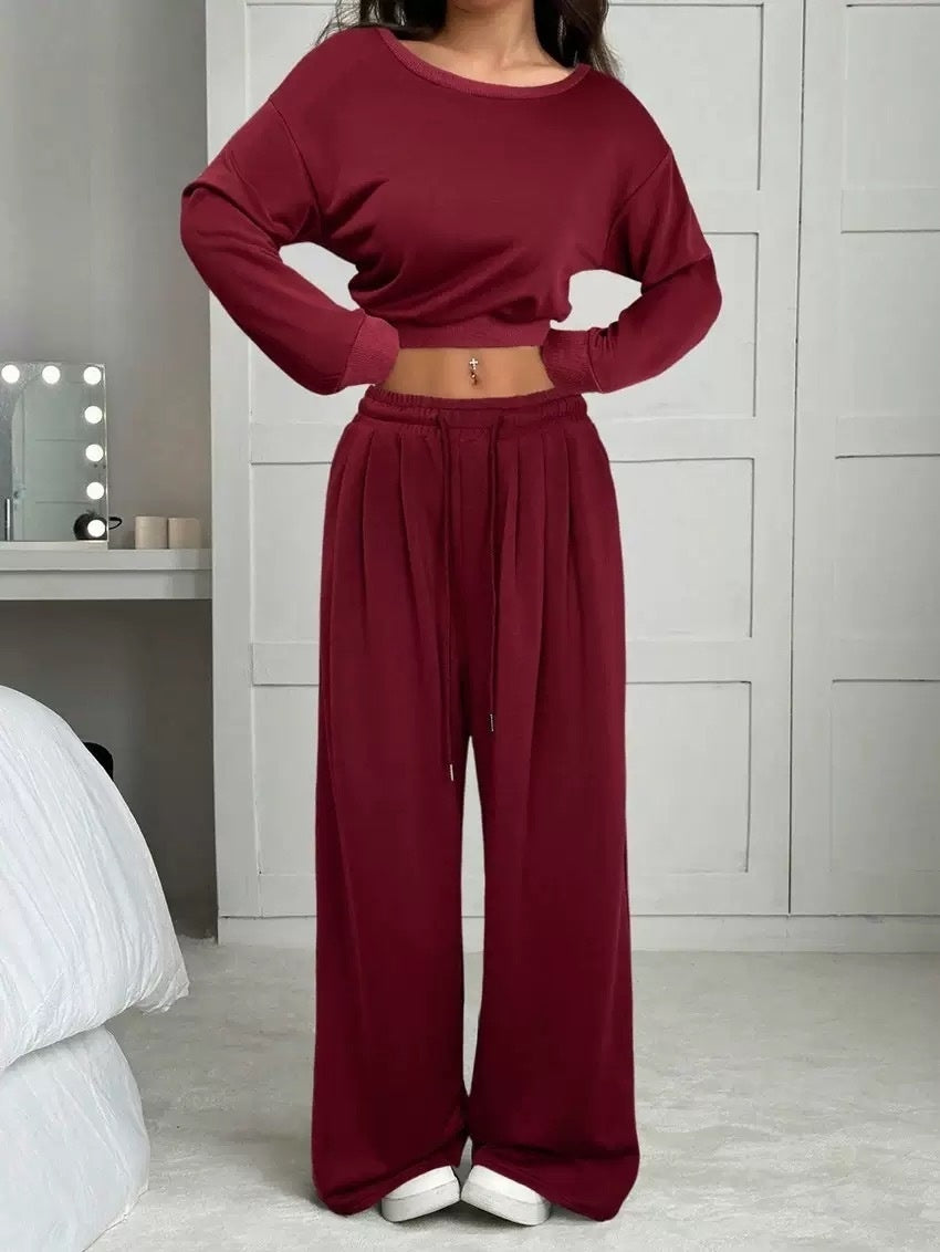 Women's One-Shoulder 2-Piece Sweatshirt and Trousers Set - product image 17