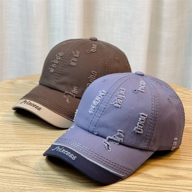 Distressed Embroidered-Letter Baseball Cap - image 4