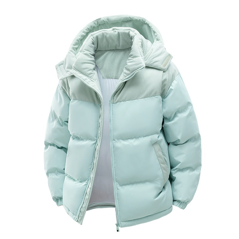 Unisex Color-Block Padded Coat with Detachable Hood - image 7