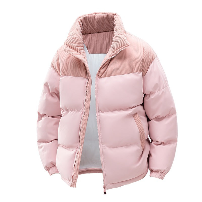 Unisex Color-Block Padded Coat with Detachable Hood - image 5