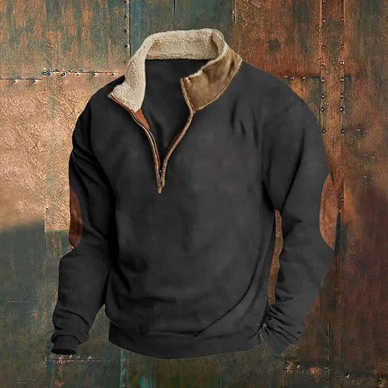 Men's Retro Patchwork Long-Sleeve Sweater - image 7
