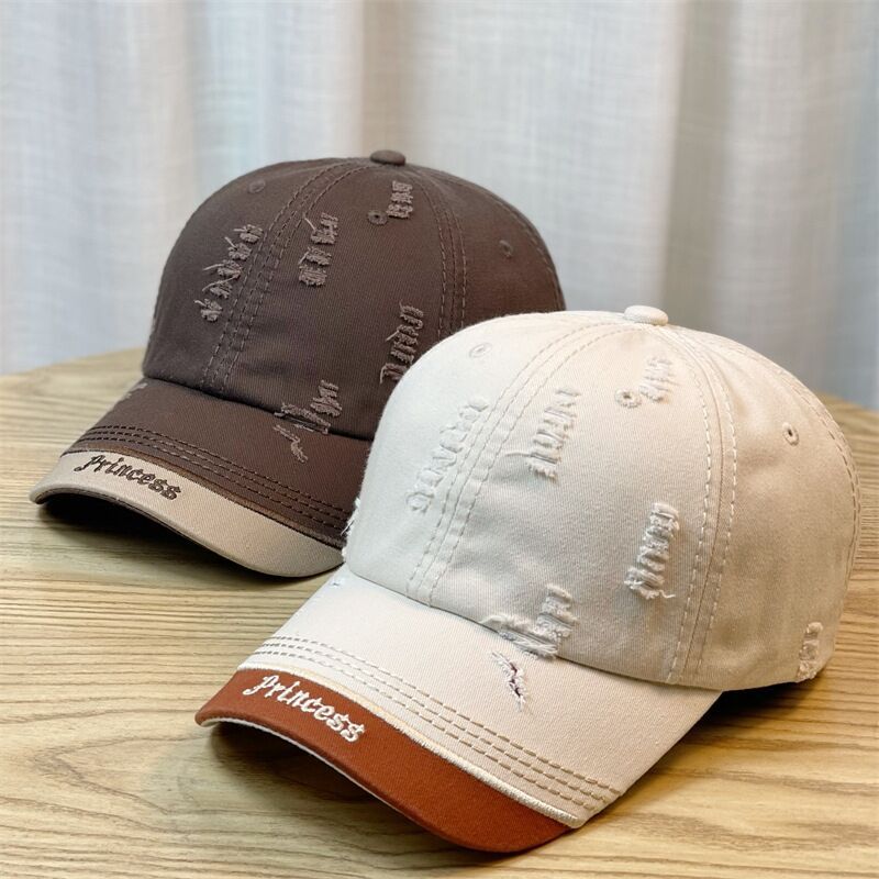 Distressed Embroidered-Letter Baseball Cap - image 9