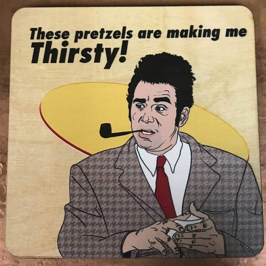 Set of 4 Seinfeld Inspired Wood Coasters, All Natural Wood Drink Coasters in Color